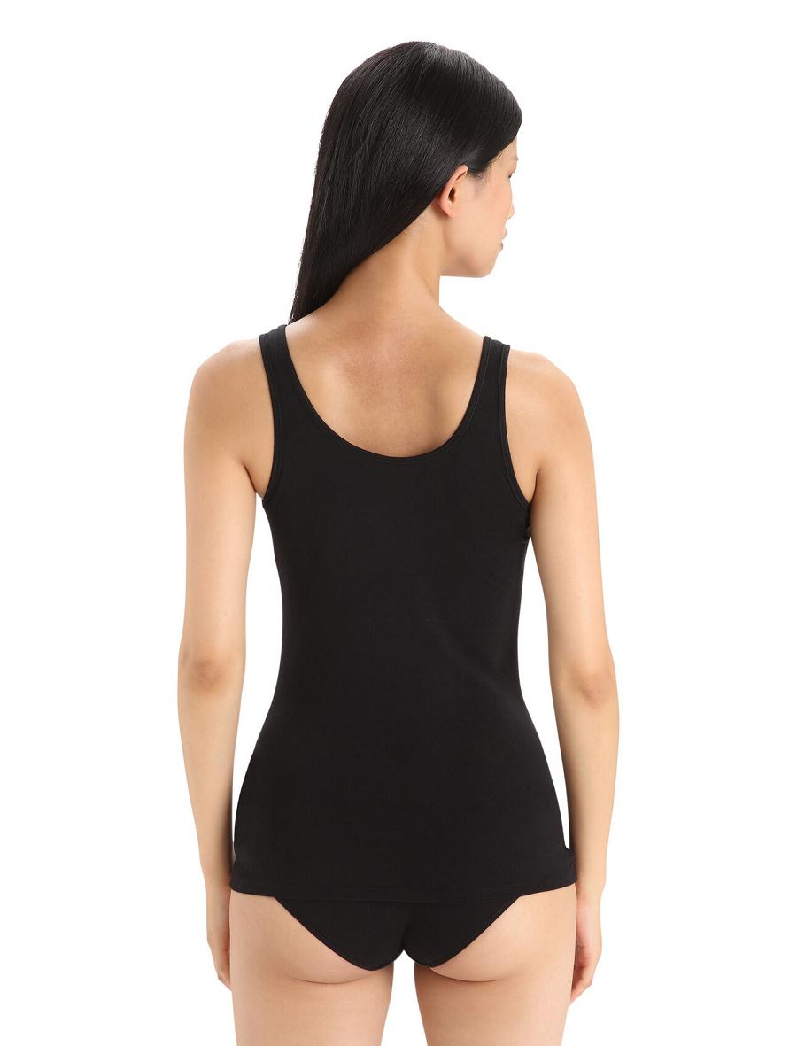 Black Icebreaker Merino Siren Tank Top Women's Underwear | AU 1716HAPK